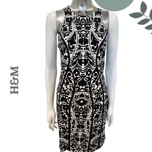🛍️3/$40 H&M Black & White Jacquard Knit Dress Sleeveless Mini – Size Medium